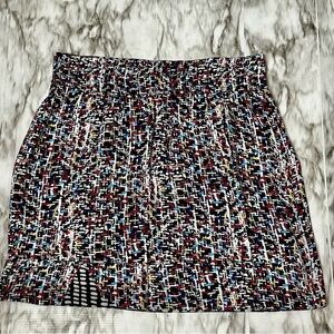 Multicolor Patterned Women's Skirt Polka Dot Faux Wrap Lightweight Pull On Vacay